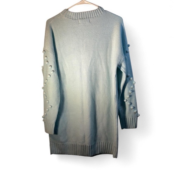 Lulu's Light Blue Knit Dress with Pom Pom Detailing - Picture 3 of 9